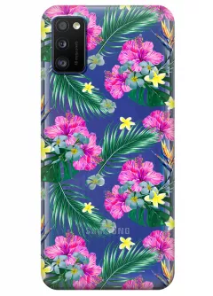 Прозрачный чехол для Galaxy A41 - Тропические цветы