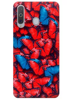 Чехол для Galaxy A8s - Красные бабочки