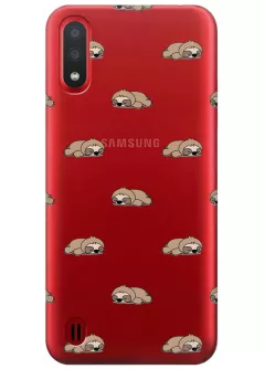Прозрачный чехол для Galaxy M01 - Спящие ленивцы