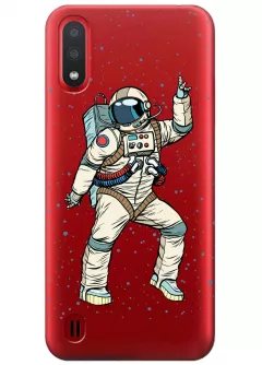 Прозрачный чехол для Galaxy M01 - Веселый космонавт