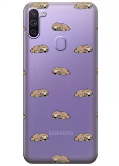 Прозрачный чехол для Galaxy M11 - Спящие ленивцы