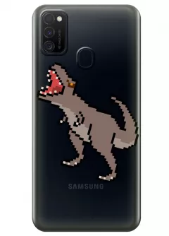 Прозрачный чехол для Galaxy M21 - Пиксельный динозавр