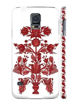 Купить красивый чехол для Samsung Galaxy S5 в виде украинской вышиванки - Red fl