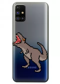 Прозрачный чехол для Galaxy M31s - Пиксельный динозавр