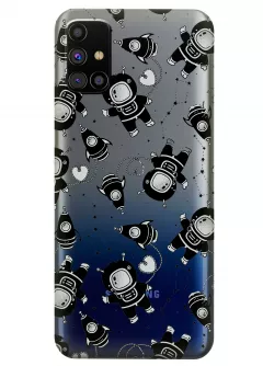 Прозрачный чехол для Galaxy M31s - Маленькие космонавты