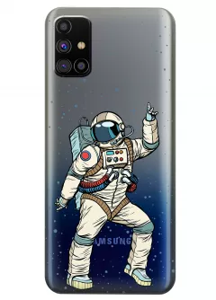 Прозрачный чехол для Galaxy M31s - Веселый космонавт