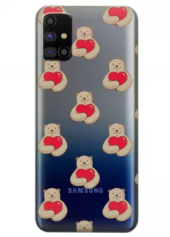 Прозрачный чехол для Galaxy M31s - Влюбленные медведи
