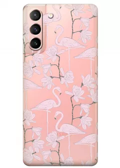 Чехол для Galaxy S21 - Розовые фламинго