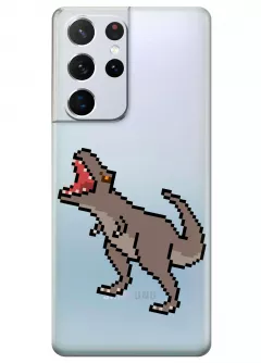 Чехол для Galaxy S21 Ultra - Пиксельный динозавр