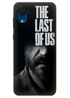 Бампер для Самсунг А03 Кор из силикона - The Last of Us Ласт оф Ас Последние из Нас лого с Джоэлом черно-белый чехол