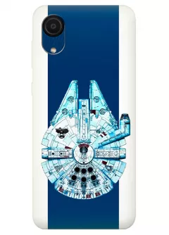 Чехол для Гелекси А03 Кор из силикона - Звездные войны Star Wars голубой Тысячелетний сокол Millenium Falcon белый чехол