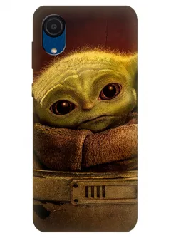 Бампер для Гелекси А03 Кор из силикона - Мандалорец Звездные войны Star Wars The Mandalorian грустный Малыш Йода Грогу Baby Yoda Kid Grogu крупным планом