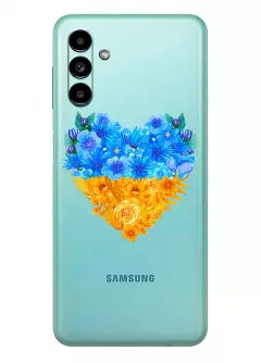 Патриотический чехол Galaxy A13 5G с рисунком сердца из цветов Украины