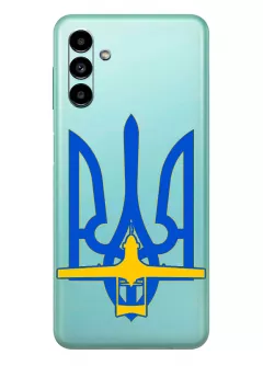 Чехол для Samsung A13 5G с актуальным дизайном - Байрактар + Герб Украины
