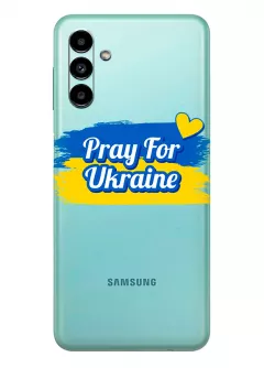 Чехол для Samsung A13 5G "Pray for Ukraine" из прозрачного силикона