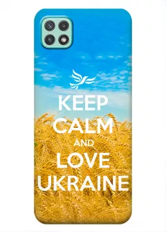 Бампер на Galaxy A22 5G с патриотическим дизайном - Keep Calm and Love Ukraine