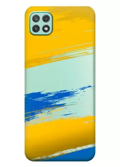 Чехол на Samsung A22 5G из прозрачного силикона с украинскими мазками краски