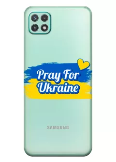 Чехол для Samsung A22 5G "Pray for Ukraine" из прозрачного силикона