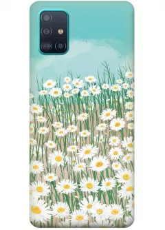 Модный силиконовый чехол на Galaxy A51 с ромашками