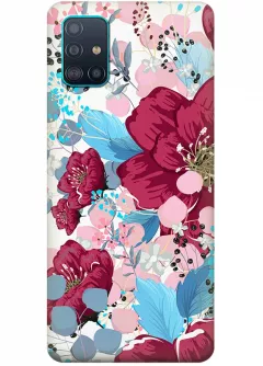 Женский силиконовый чехол на Galaxy A51 с яркими цветами