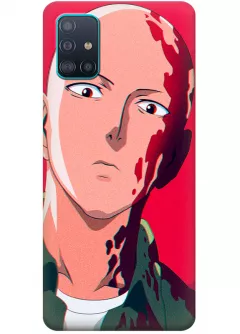 Samsung Galaxy A51 чехол - Ванпанчмен Человек одного удара One Punch-Man Wanpanman лицо Сайтама в крови 