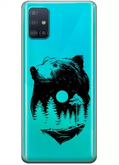 Прозрачный силиконовый бампер на Galaxy A71 - Медведь