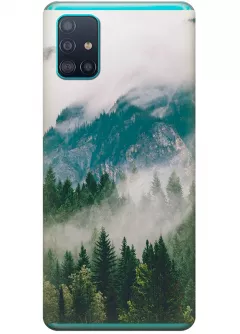 Силиконовый чехол на Samsung A71 с рисунком - Лес в горах