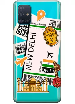Чехол на Samsung Galaxy A71 из силикона - Билет в Нью Дели