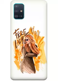 Стильный женский чехол на Samsung Galaxy A71 - Леди-огонь