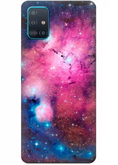 Чехол силиконовый на Galaxy A71 с космическим дизайном
