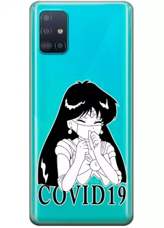Galaxy A71 чехол силиконовый прозрачный - Anime Covid-19