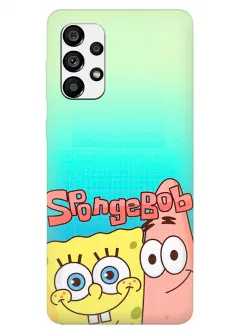 Galaxy A73 5G чехол из силикона SpongeBob - лого вместе с Патриком Старом