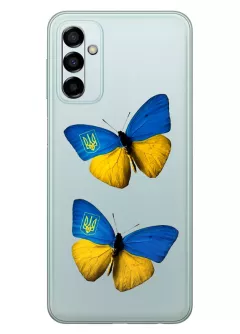 Чехол для Samsung Galaxy F23 из прозрачного силикона - Бабочки из флага Украины