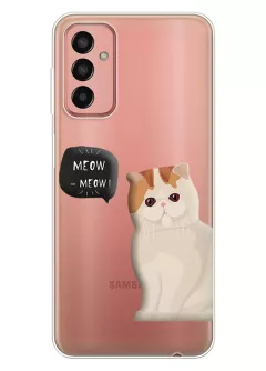 Samsung Galaxy M13 чехол из прозрачного силикона с котиком