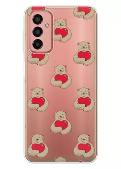 Чехол для Samsung Galaxy M13 с принтом - Влюбленные медведи
