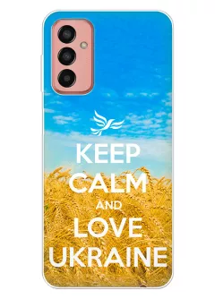 Бампер на Samsung Galaxy M13 с патриотическим дизайном - Keep Calm and Love Ukraine