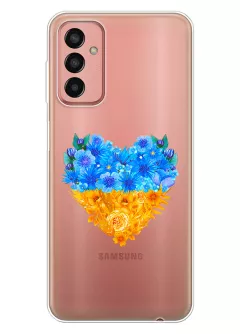 Патриотический чехол Samsung Galaxy M13 с рисунком сердца из цветов Украины