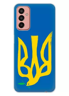 Чехол на Samsung Galaxy M13 с сильным и добрым гербом Украины в виде ласточки