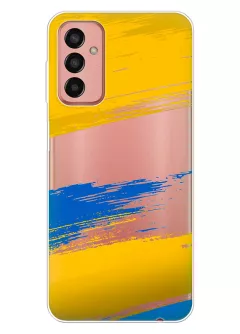 Чехол на Samsung Galaxy M13 из прозрачного силикона с украинскими мазками краски