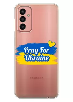 Чехол для Samsung Galaxy M13 "Pray for Ukraine" из прозрачного силикона