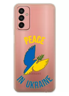 Чехол для Samsung Galaxy M13 Peace in Ukraine из прозрачного силикона