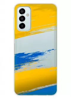 Чехол на Samsung M23 5G из прозрачного силикона с украинскими мазками краски