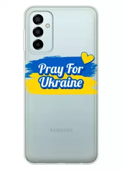 Чехол для Samsung M23 5G "Pray for Ukraine" из прозрачного силикона