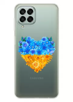 Патриотический чехол Samsung Galaxy M33 5G с рисунком сердца из цветов Украины