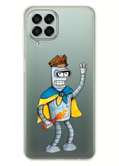 Прозрачный чехол на Samsung Galaxy M33 5G с Бендером и коктелем Молотова