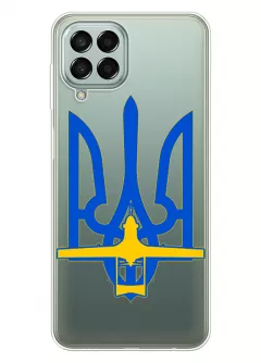 Чехол для Samsung M33 5G с актуальным дизайном - Байрактар + Герб Украины