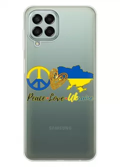 Чехол на Samsung M33 5G с патриотическим рисунком - Peace Love Ukraine