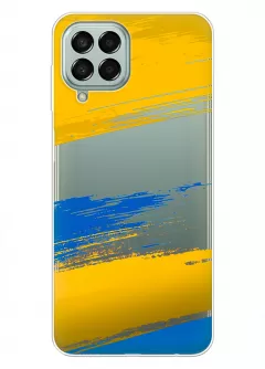 Чехол на Samsung M33 5G из прозрачного силикона с украинскими мазками краски