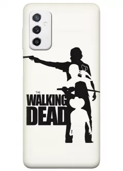Чехол-накладка для Самсунг М52 из силикона - Ходячие мертвецы The Walking Dead название с главными героями в черно-белом стиле вектор-арт белый чехол
