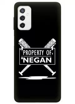 Чехол-накладка для Самсунг М52 из силикона - Ходячие мертвецы The Walking Dead Property of Negan White Logo черный чехол